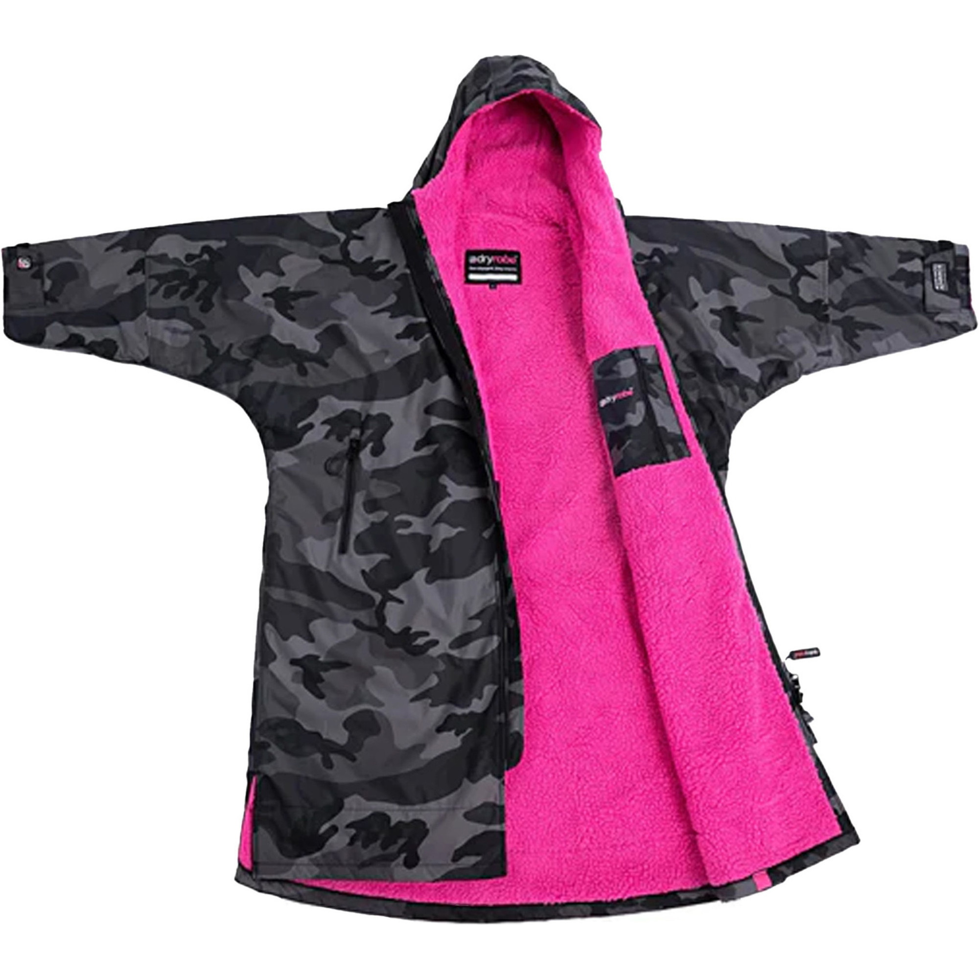 Dryrobe Advance Long Sleeve Change Robe V3 DR104V3 - Black Camo / Pink